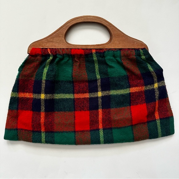 Vintage Plaid Wood Handled Bermuda Bag - Picture 3 of 6